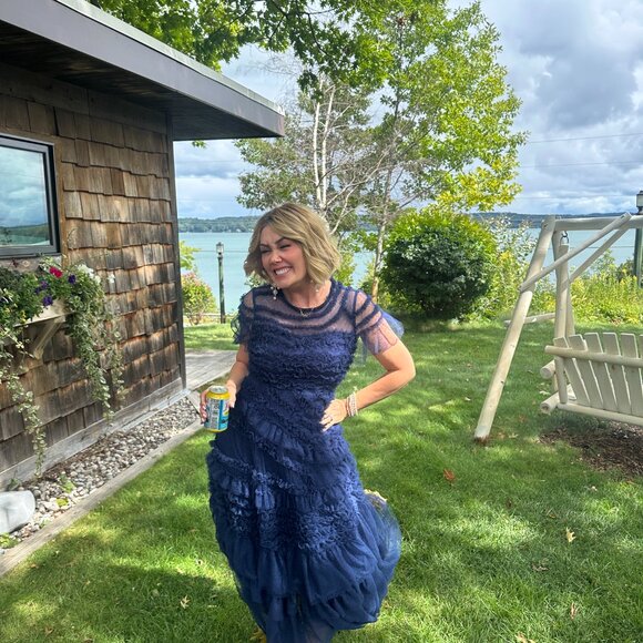 Navy Ruffle Gown Size 2 - Picture 13 of 13